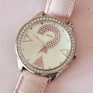 GUESS watch women’s. Alligator print leather wristband. Like new. Baby pink.